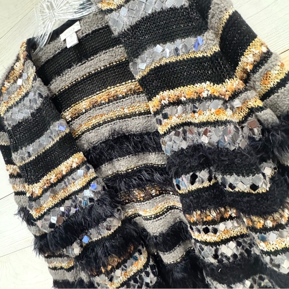 Chicos fuzzy/ elbellished open cardigan sweater - Picture 2 of 6